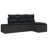 vidaXL Ensemble de canap&eacute; de jardin avec coussin 4 pcs Noir polyrotin