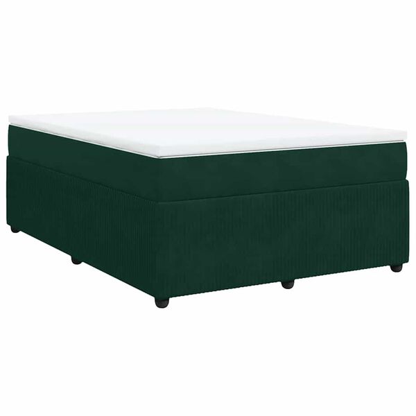 vidaXL Sommier &agrave; lattes de lit et matelas Vert fonc&eacute; 140x190cm Velours