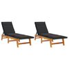 vidaXL Chaises longues et coussins lot de 2 R&eacute;sine tress&eacute;e et acacia