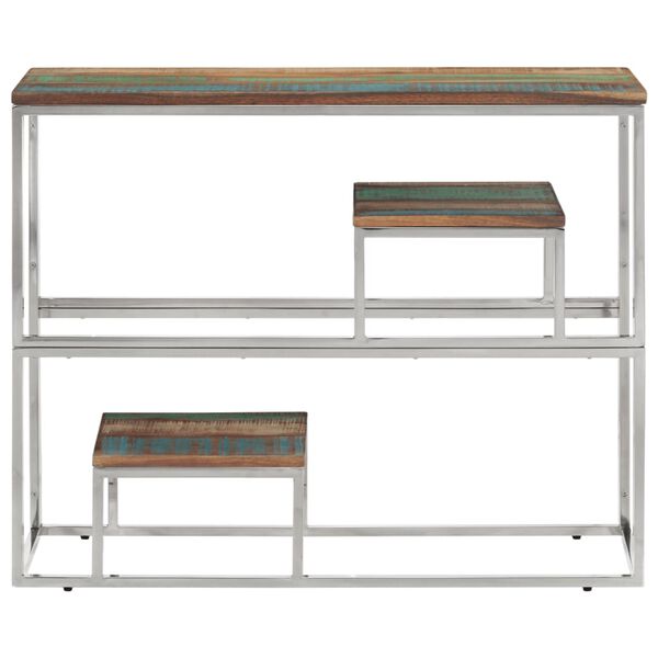 vidaXL Table console argent&eacute; acier inoxydable/bois massif r&eacute;cup&eacute;ration