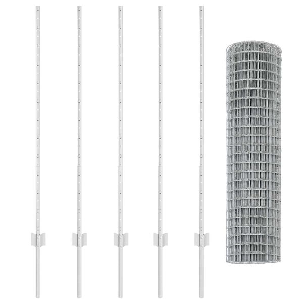 vidaXL Cl&ocirc;ture avec poteau Argent&eacute; 1,2 x 10 m Acier