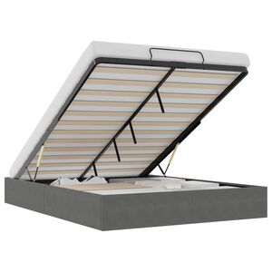 vidaXL Cadre de lit ottoman Gris fonc&eacute; Taille r&eacute;elle Velours