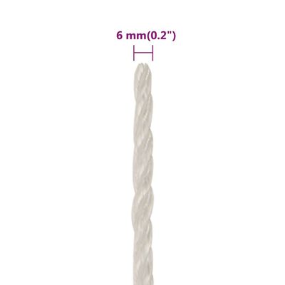 vidaXL Corde de travail Blanc 6 mm 500 m polypropylène