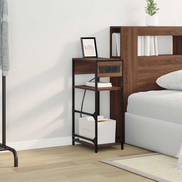 vidaXL Cabinet de chevet Ch&ecirc;ne brun 40 x 27 x 76 cm Bois d'ing&eacute;nierie