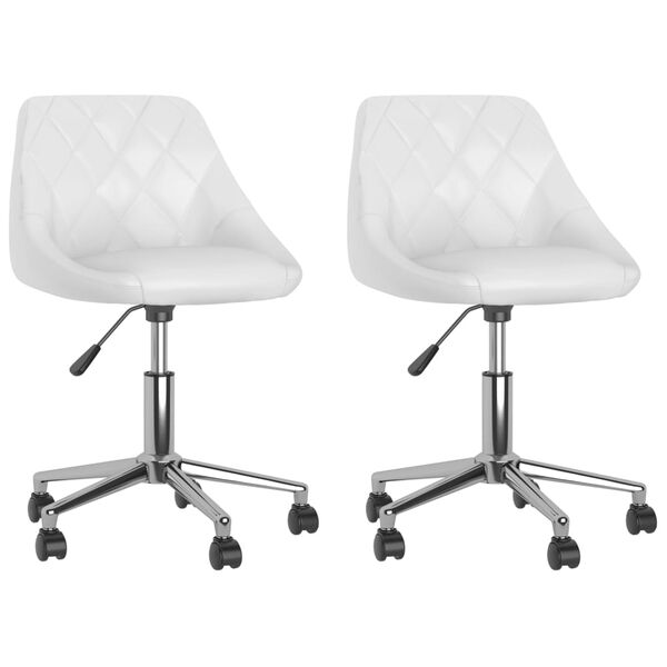 vidaXL Chaises pivotantes &agrave; manger lot de 2 blanc similicuir