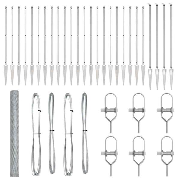 vidaXL Poteau de cl&ocirc;ture. Argent&eacute; 50 x 1,6 m (maille de 13 mm) Acier