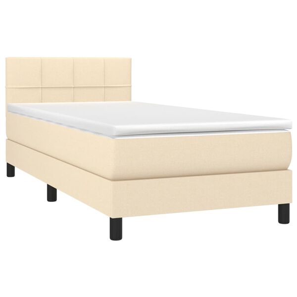vidaXL Sommier &agrave; lattes de lit avec matelas Cr&egrave;me 80x200 cm Tissu