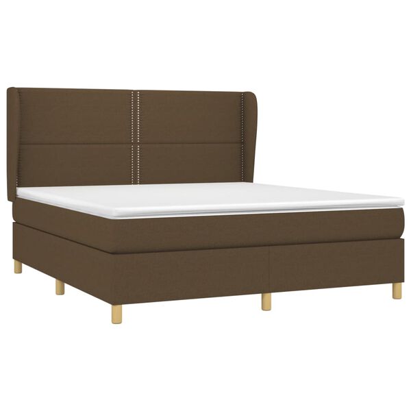 vidaXL Sommier &agrave; lattes de lit avec matelas Marron fonc&eacute; 160x200 cm