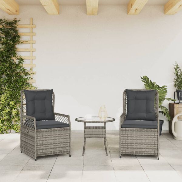 vidaXL Chaises inclinables de jardin lot de 2 gris r&eacute;sine tress&eacute;e