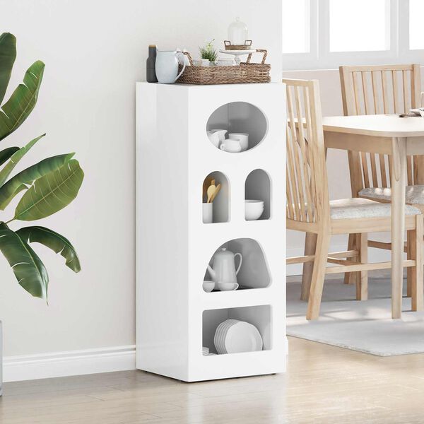 vidaXL Buffet Blanc brillant 40 x 35 x 100,5 cm Bois d'ing&eacute;nierie