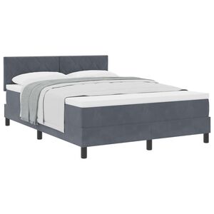 vidaXL Lit &agrave; ressorts avec matelas Gris fonc&eacute; 140 x 190 cm Velours