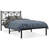 vidaXL Cadre de lit m&eacute;tal sans matelas avec t&ecirc;te de lit noir 100x190cm