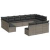 vidaXL Salon de jardin avec coussins 13 pcs gris r&eacute;sine tress&eacute;e