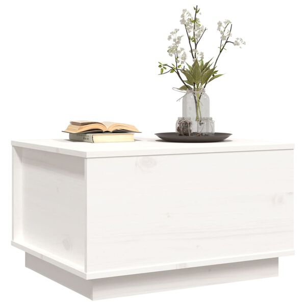 vidaXL Table basse Blanc 60x50x35 cm Bois massif de pin