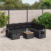 vidaXL Salon de jardin 8 pcs avec coussins noir r&eacute;sine tress&eacute;e