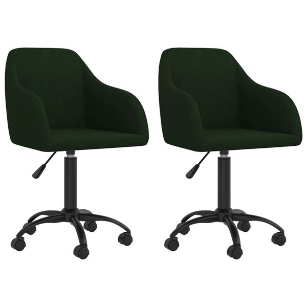 vidaXL Chaises pivotantes &agrave; manger lot de 2 vert fonc&eacute; velours