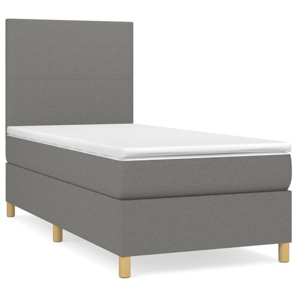 vidaXL Sommier &agrave; lattes de lit avec matelas Gris fonc&eacute; 100x200cm Tissu