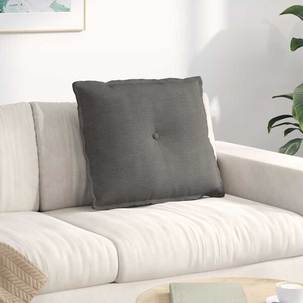 vidaXL Coussin de Dos Gris clair 60 x 50 cm Tissu en velours c&ocirc;tel&eacute;