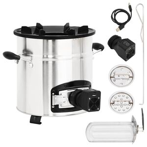 vidaXL Po&ecirc;le &agrave; bois avec ventilateur USB Argent&eacute; 35,5x26x28 cm Inox