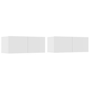 vidaXL Meubles TV 2 pcs blanc 80x30x30 cm bois d'ing&eacute;nierie