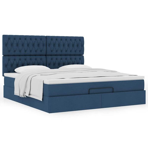 VidaXL Cadre de lit ottoman avec matelas bleu 180x200 cm tissu
