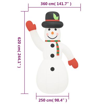 vidaXL Bonhomme de neige gonflable avec LED 620 cm