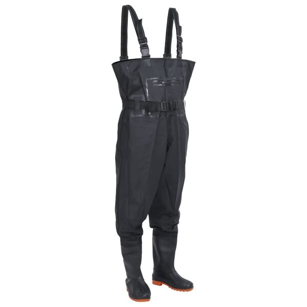 vidaXL Cuissardes avec bottes et ceinture noir taille 43