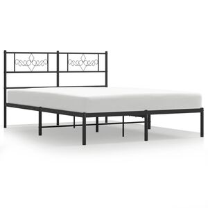 vidaXL Cadre de lit m&eacute;tal sans matelas avec t&ecirc;te de lit noir 140x200cm