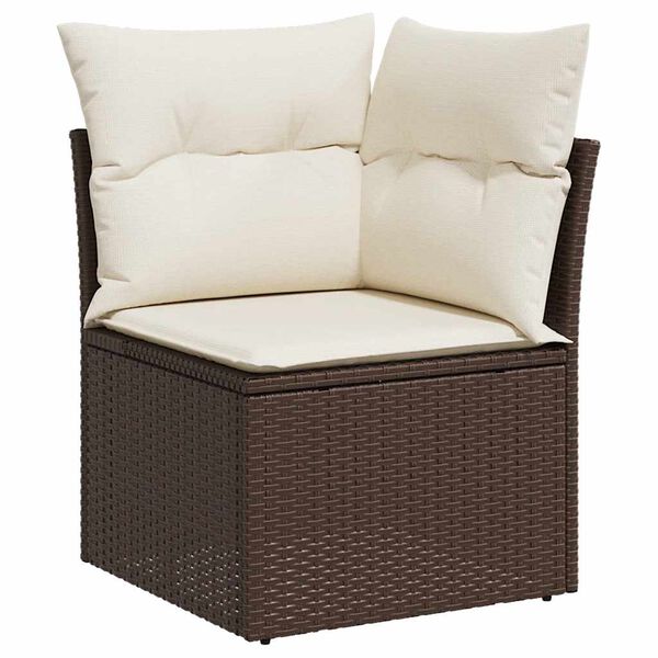 vidaXL Salon de jardin 10 pcs avec coussins marron r&eacute;sine tress&eacute;e