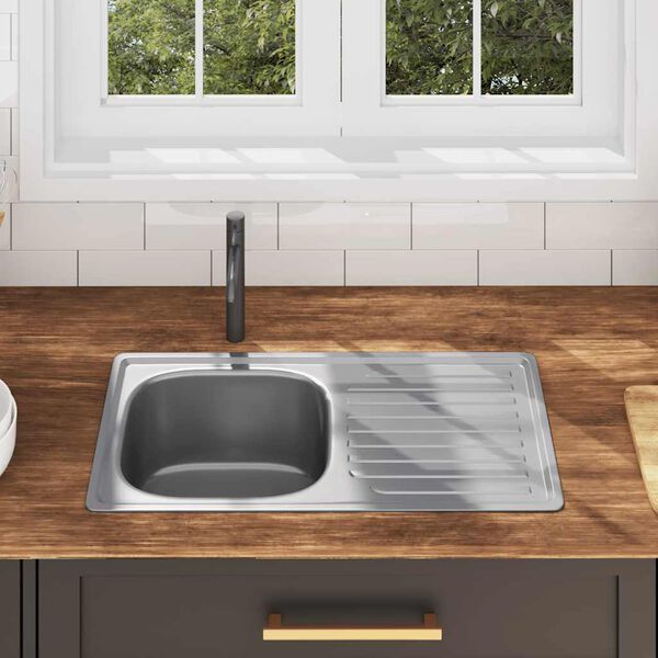 vidaXL Évier de cuisine avec crépine et piège Acier inoxydable