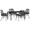 vidaXL Ensemble de salle &agrave; manger pour jardin 5 pcs Noir polyrotin
