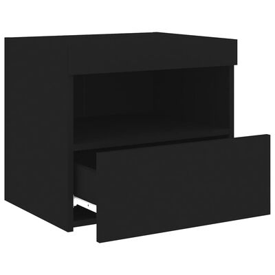 vidaXL Table de chevet avec lumières LED noir 50x40x45 cm