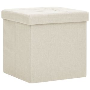 vidaXL Tabouret de rangement pliable Blanc cr&egrave;me Faux lin