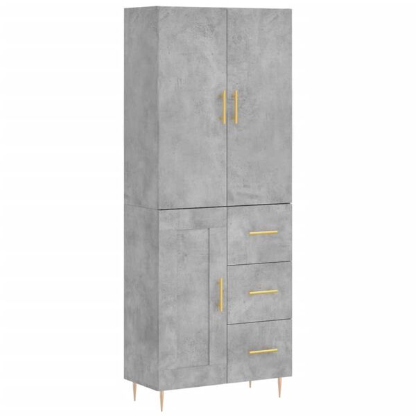 vidaXL Buffet haut Gris b&eacute;ton 69,5x34x180 cm Bois d'ing&eacute;nierie