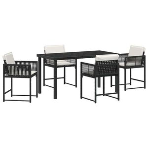 vidaXL Ensemble de salle à manger pour jardin 5 pcs Noir polyrotin