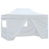 vidaXL Tente pliable de r&eacute;ception avec 4 parois 3 x 4,5 m Blanc