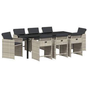vidaXL Ensemble de salle &agrave; manger pour jardin 9 pc Gris clair
