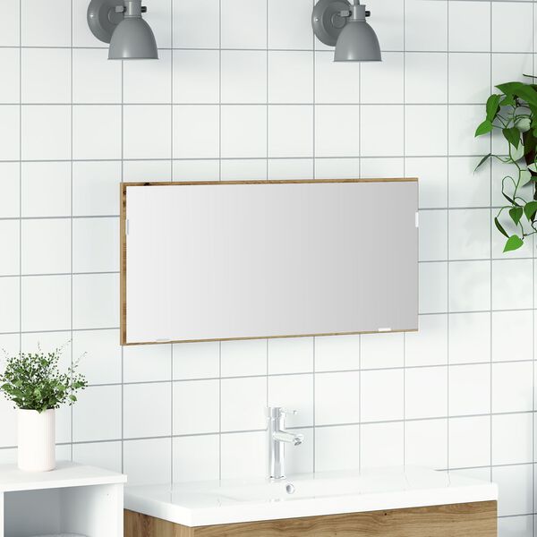 vidaXL Miroir chêne artisanal 80 x 37 cm Verre et Bois Ingénierie