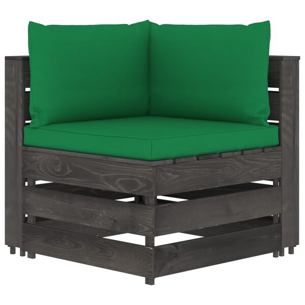 vidaXL Salon de jardin 8 pcs avec coussins Bois impr&eacute;gn&eacute; de gris