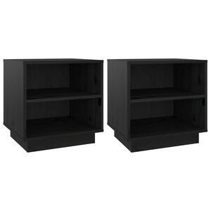 vidaXL Tables de chevet 2 pcs Noir 40x34x40 cm Bois de pin solide