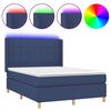 vidaXL Sommier &agrave; lattes de lit matelas et LED Bleu 140x190 cm Tissu