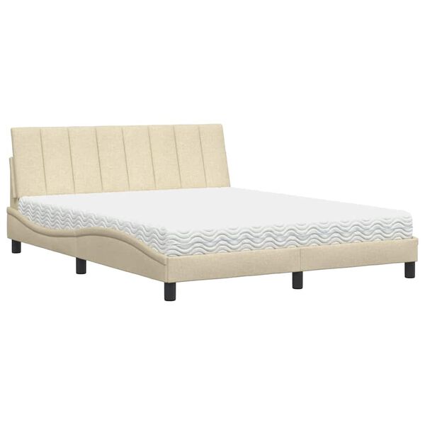 vidaXL Lit avec matelas Hanko cr&egrave;me 160x200 cm tissu