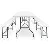 vidaXL Table pliable de jardin avec 2 bancs 180 cm Acier et PEHD Blanc