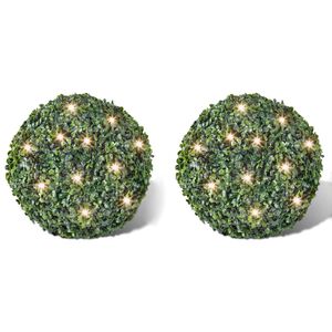 vidaXL 2 pi&egrave;ce de boule 35 cm avec guirlande lumineuse solaire 24 LED