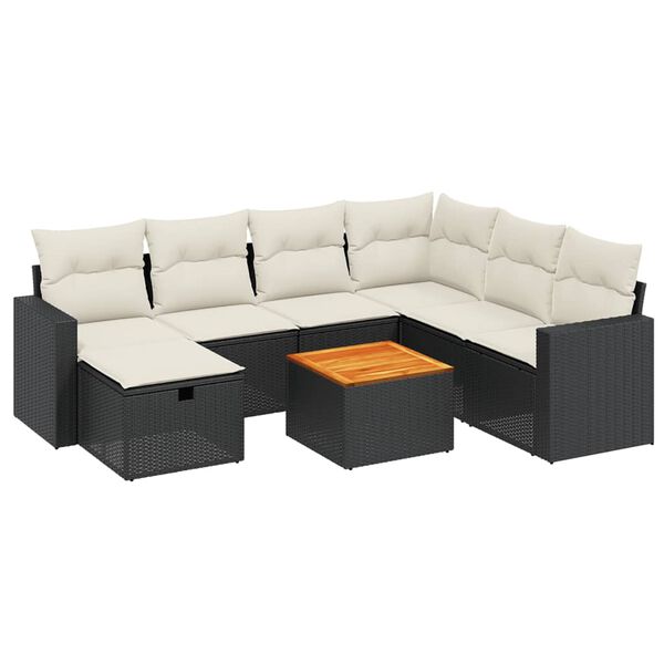 vidaXL Salon de jardin 8 pcs avec coussins noir r&eacute;sine tress&eacute;e