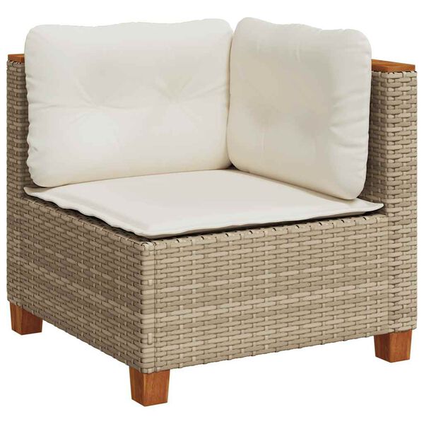 vidaXL Salon de jardin avec coussins 9 pcs beige résine tressée