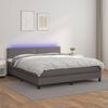 vidaXL Sommier &agrave; lattes de lit avec matelas et LED Gris 180x200 cm