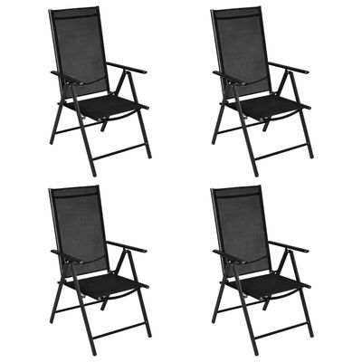 vidaXL Ensemble à dîner de jardin 5 pcs Aluminium et textilène Noir