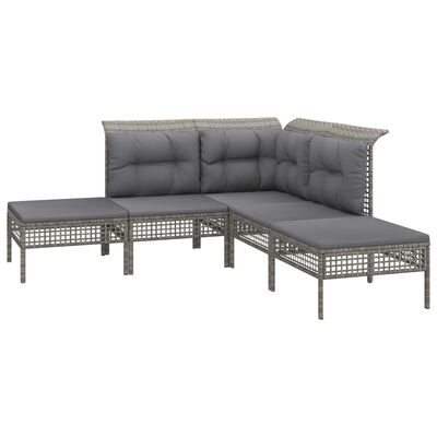 vidaXL Salon de jardin 9 pcs avec coussins Gris Résine tressée