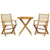 vidaXL Ensemble de bistro 3 pcs beige polypropyl&egrave;ne et bois massif